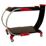 American Art Deco Streamline Red and Black Lacquer Serving Cart