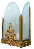 Pair American Art Deco Bronze and Satin Glass Sconces