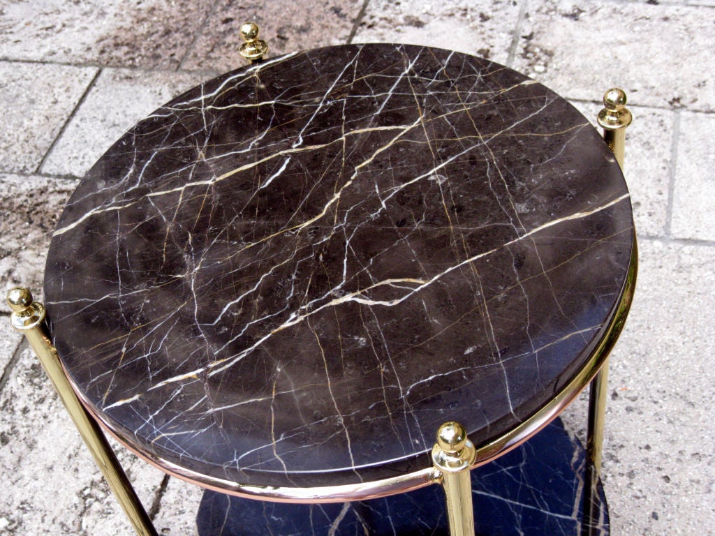 Jacques Adnet Occasional Table in Marble Copper and Brass