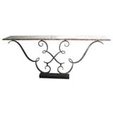 French Art Deco Raymond Subes Wrought Iron and Marble Console