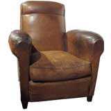 Small French Art Deco Leather Club Chair