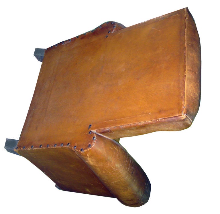 Small French Art Deco Leather Club Chair