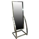 Vintage American Art Deco Polished Aluminum Full Length Cheval Mirror