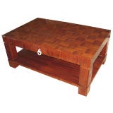 French Art Deco Marquetry Rosewood and Ivory Coffee Table