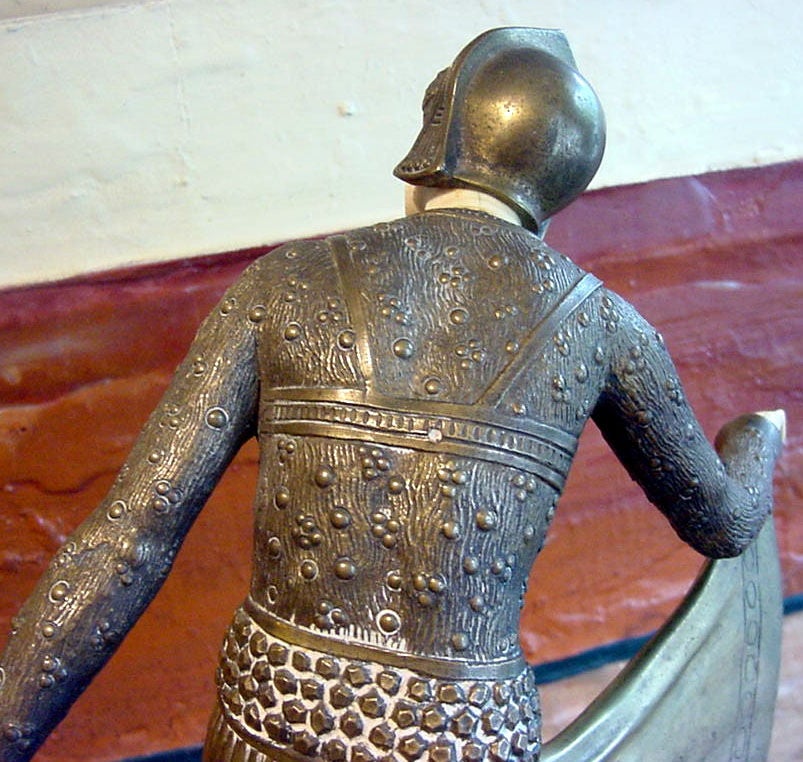Joe Descomps Art Deco Bronze & Ivory Sculpture 