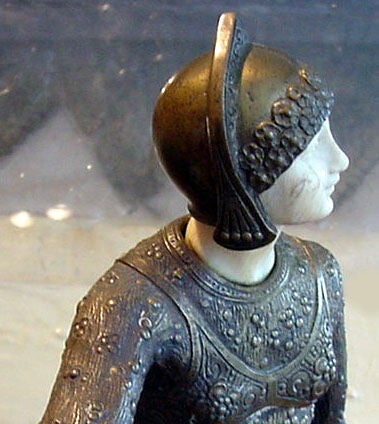 Joe Descomps Art Deco Bronze & Ivory Sculpture 