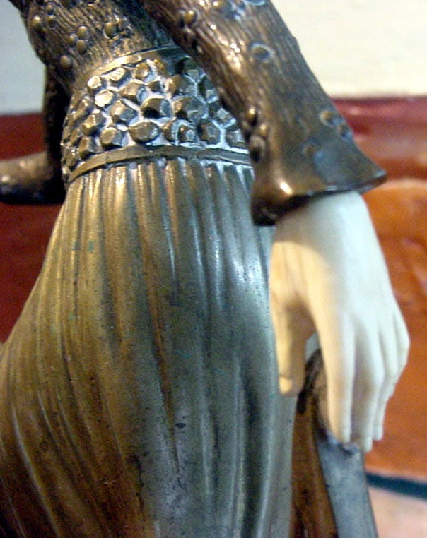 Joe Descomps Art Deco Bronze & Ivory Sculpture 