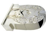 French Art Deco Silver Bronze Clock