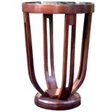 American Art Deco Walnut Occasional Table with Black Mirror Top