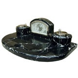 French Art Deco Desk Set with Clock