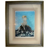 Louis Icart French Art Deco Etching "Song of the Sea"