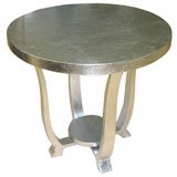 French Art Deco Silverleaf Occasional Table with Tulip Supports
