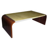 French Art Deco Rosewood and Parchment Coffee Table