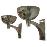 Pair French Art Deco Nickel Sconces by Maison Desny