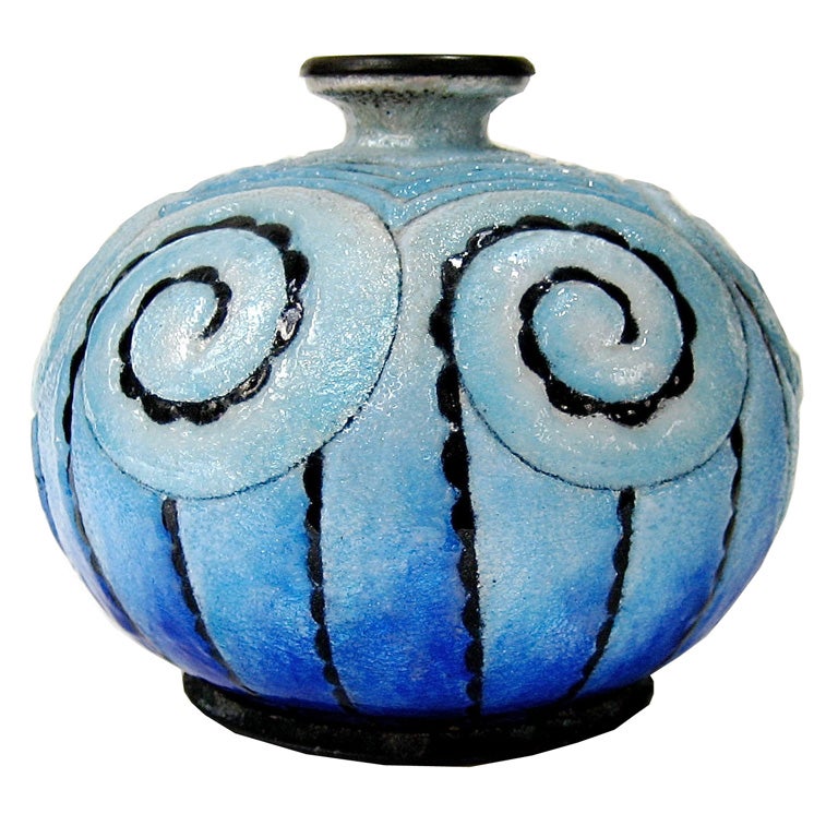 Camille Faure French Art Deco Enamel Vase