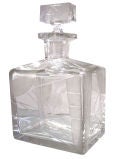 French Art Deco Crystal Decanter with Geometric Design