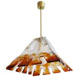 Large Italian Murano glass pyramid shaped chandelier by Mazzega