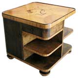 Swedish Art Deco side table / cabinet with marquetry top