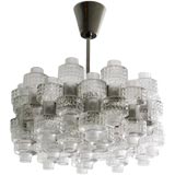 Orrefors chandelier 1960's faceted crystals nickel plate Sweden