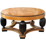 Deco round root wood coffee table with reed legs Sweden Mjolby