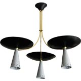 1950's 3-shade up and down light lacquered metal ceiling fixture