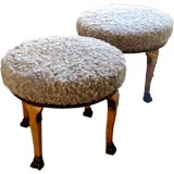 Pair of Otto Schulz rare stool Swedish Art Deco made by Boet