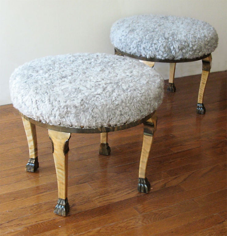 Pair of Otto Schulz rare stool Swedish Art Deco made by Boet 2