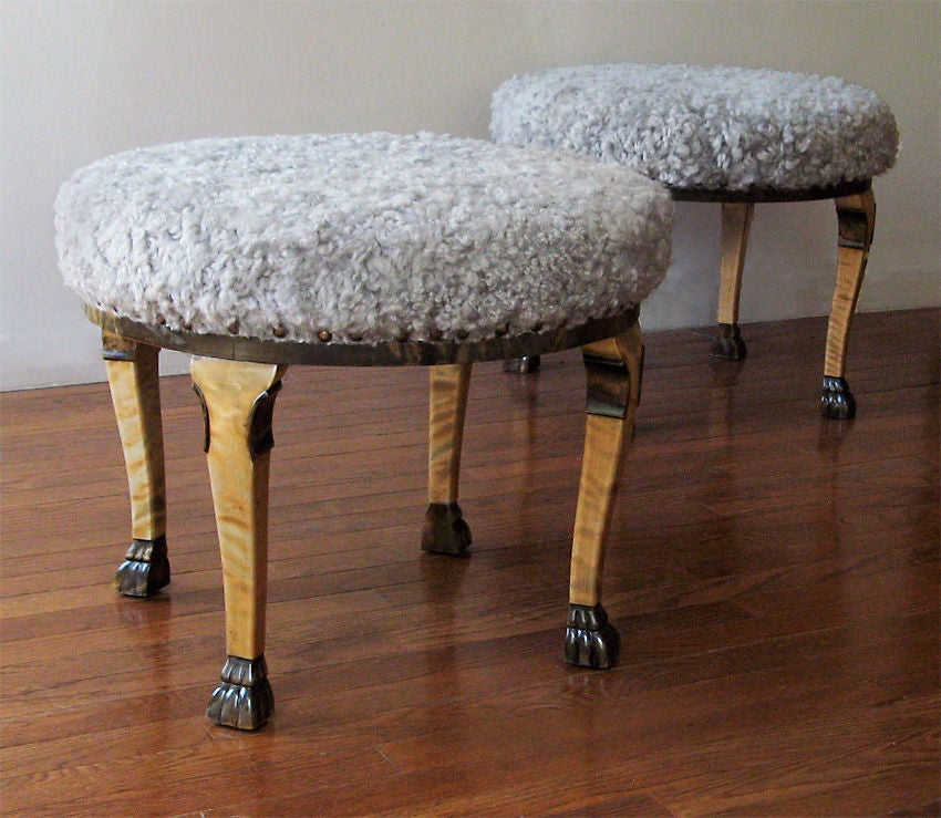 Pair of Otto Schulz rare stool Swedish Art Deco made by Boet 3