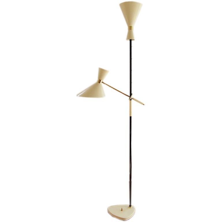 Italian two shade floor lamp 1950
s adjustable arm, torchere.