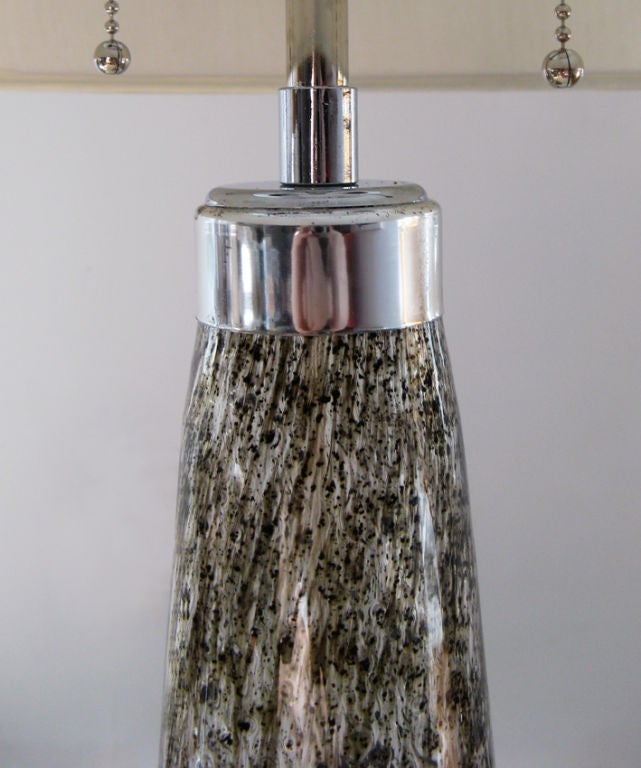 Swedish mid-century table lamp Drup speckled glass.