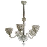 Barovier "Rostrato" glass 5-arm chandelier, Italy 1940's.