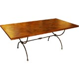 French 19th c. parquet top table on iron base