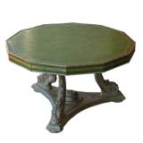 green leather coffee table