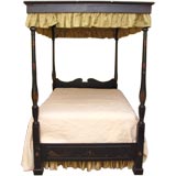 Antique English Black Laquered Bed