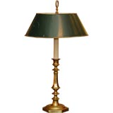 Brass lamp having tole shade
