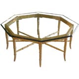 Bamboo glass top coffee table