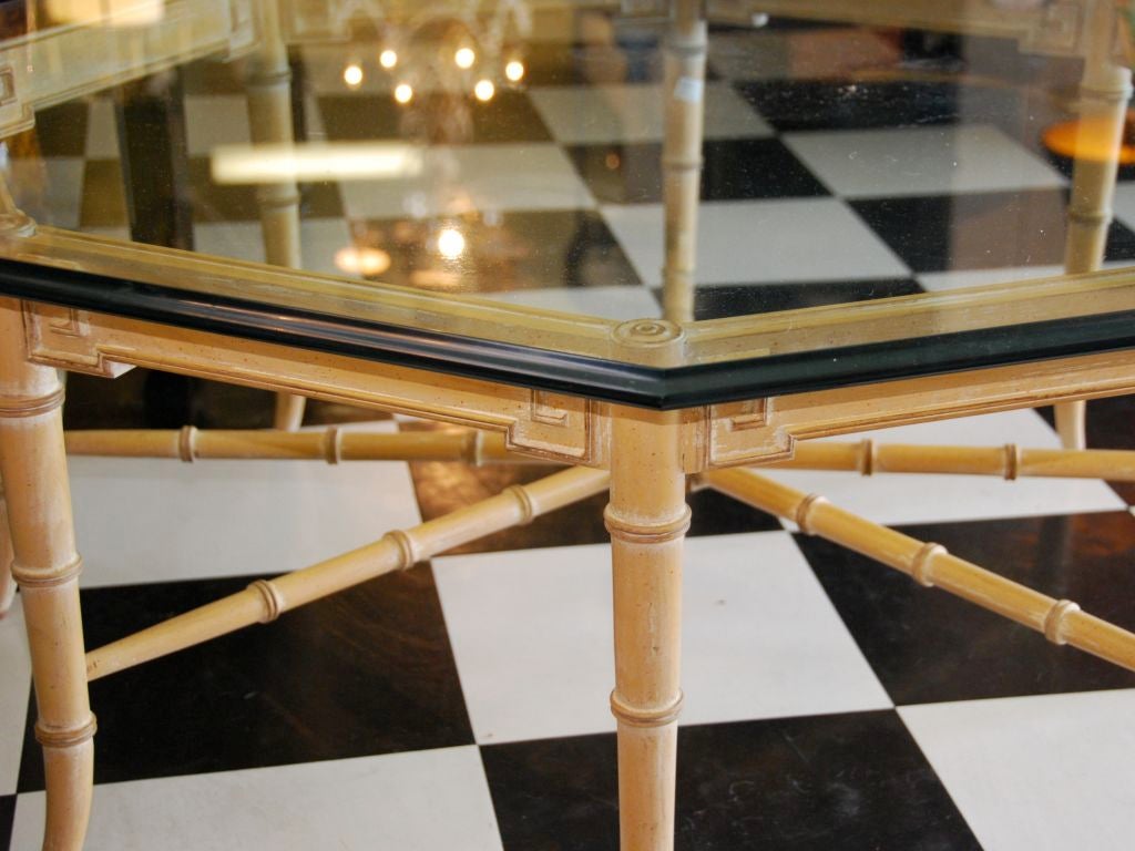 Bamboo glass top coffee table