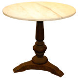 Iron base marble top table