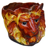 Earthenware lions head planter
