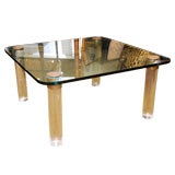 Vintage Glass top coffee table with lucite legs