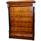 French Empire satin walnut tall chest of drawers