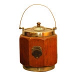 Vintage English oak biscuit barrel