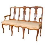 Walnut framed Continental settee