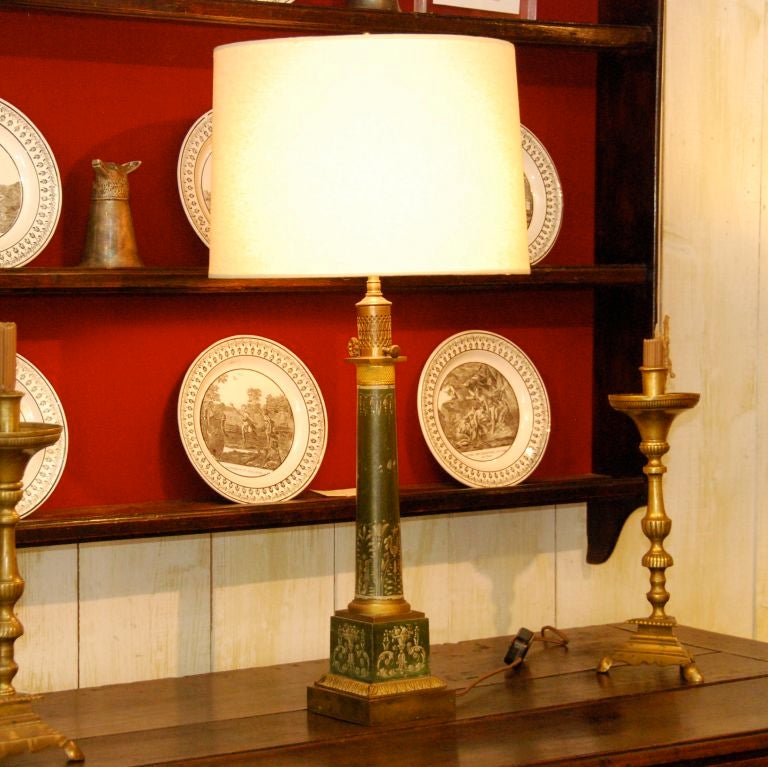 Single Tole Painted Lamp