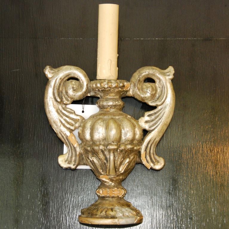 Pair of silver leaf sconces
