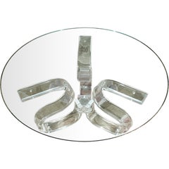 lucite based coffee table