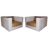Pair of Cream Lacquered Club Chairs by Massimo Vignelli SOLD