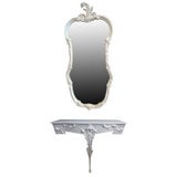 Regency Style White Lacquer Mirror and Console