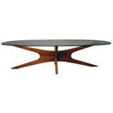 Vintage Walnut Coffeetable with Oblong Glass Top by Adrian Pearsall