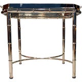 Polished Nickel Faux Bamboo Stand with Tray